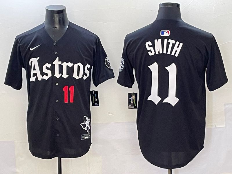Men 2025 Houston Astros #11 Smith Black Five generations Joint Name Nike MLB Jersey style 35->houston astros->MLB Jersey